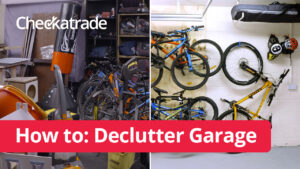How to declutter your garage before and after image