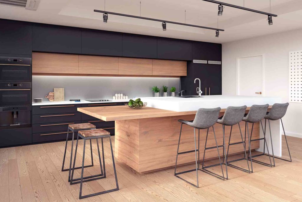 modern track system - low ceiling lighting ideas in kitchen 