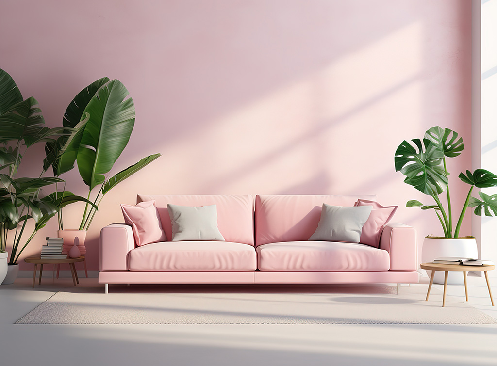 pink retro living room        <h3 class=