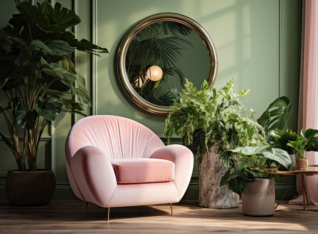 Pink Living Room Botanicals 